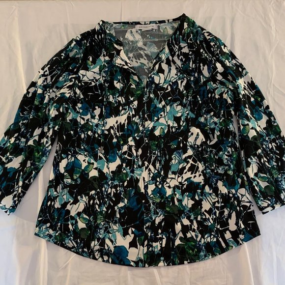Liz Claiborne Leaf Design Blouse Size M - Picture 1 of 9